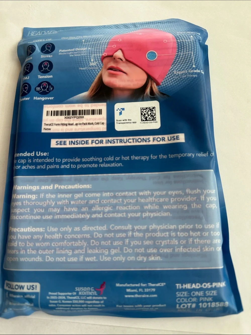 Headache Hat - Pink Pain Relief Cap